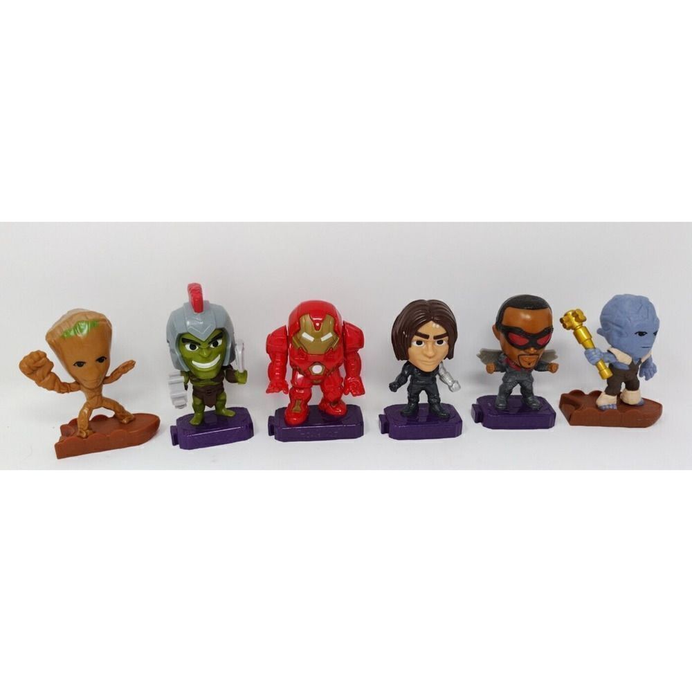 2019 Mcdonalds Toys Groot Hulk Iron Man Hulk Buster Bucky Falcon Korg Moving